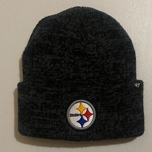 Black Knit Beanie with Steelers Emblem